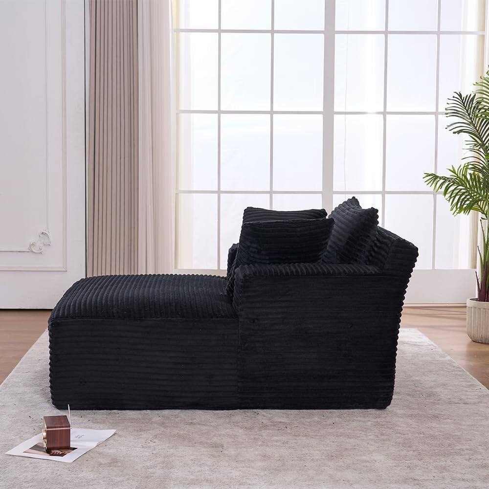 Alt View 2. Trinkets Crazed - Oversized Chaise Lounge Chair Indoor, Modern Functional Sofa Bed, Reading Chair for Living Room - black.