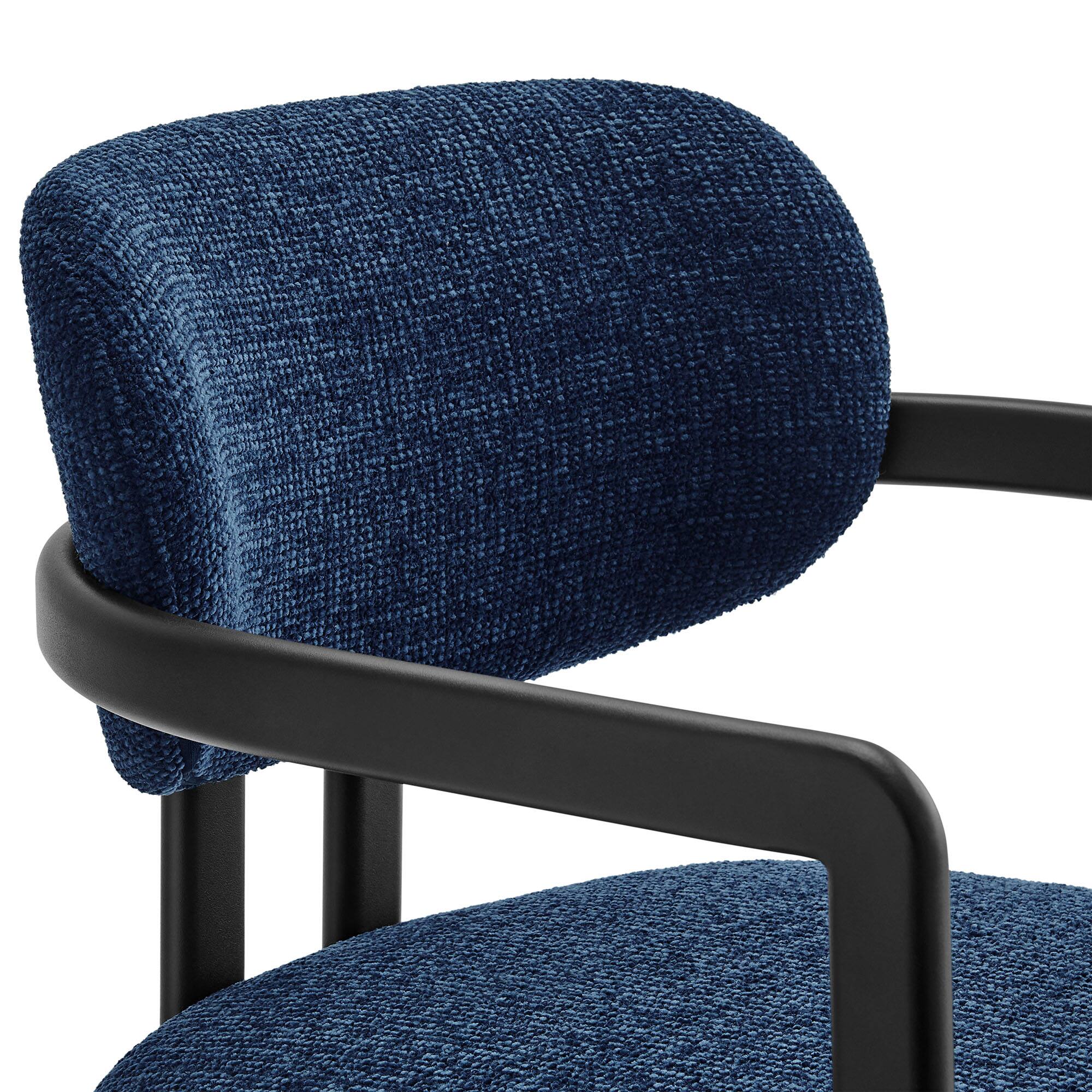 Alt View 4. Modway - Elio Barrel Fabric and Metal Dining Chair by Modway - Blue.