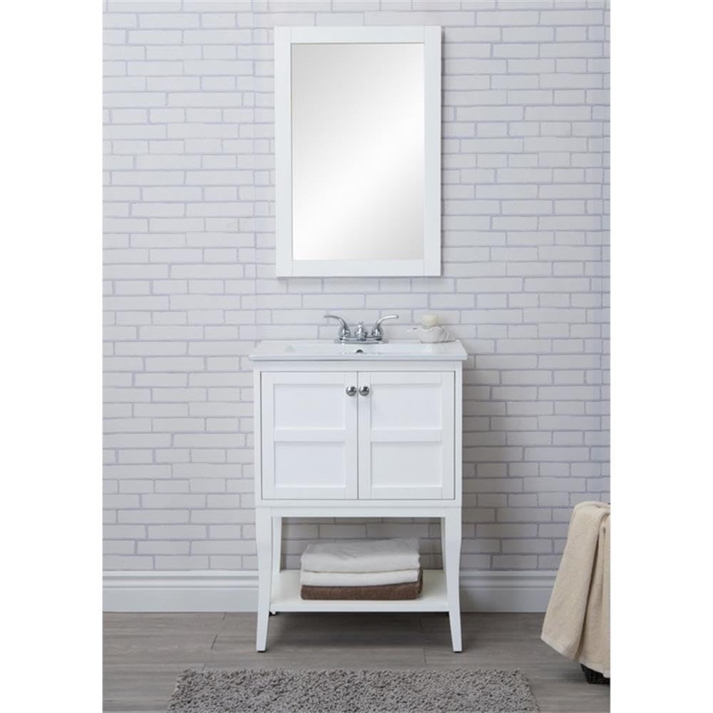 Angle. Elegant Kitchen and Bath - 2 Doors Cabinet 24 In. X 18 In. X 34 In. In White - White.