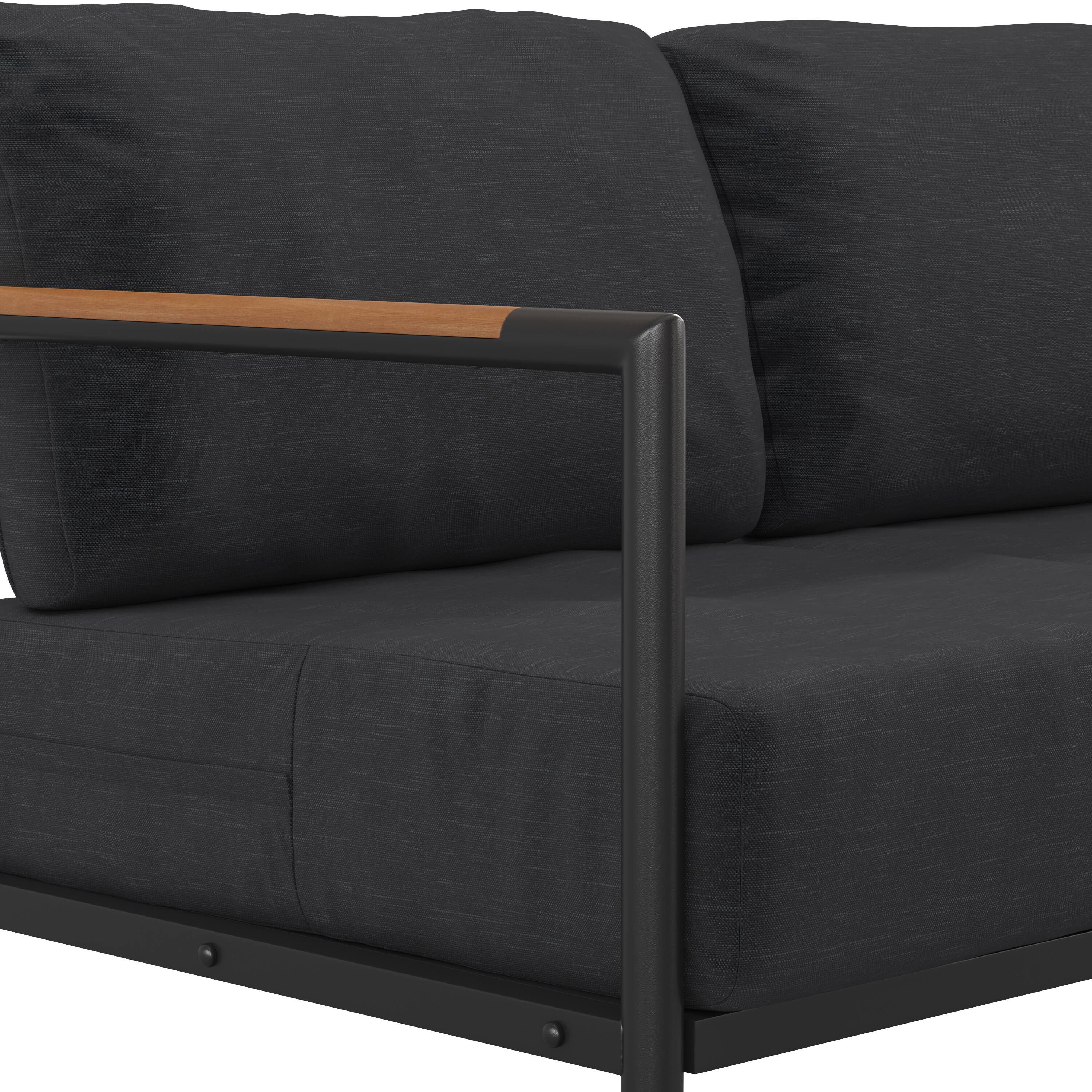 Alt View 9. Emma + Oliver - Aluminum Frame Loveseat with Teak Arm Accents and Plush Cushions - Charcoal.