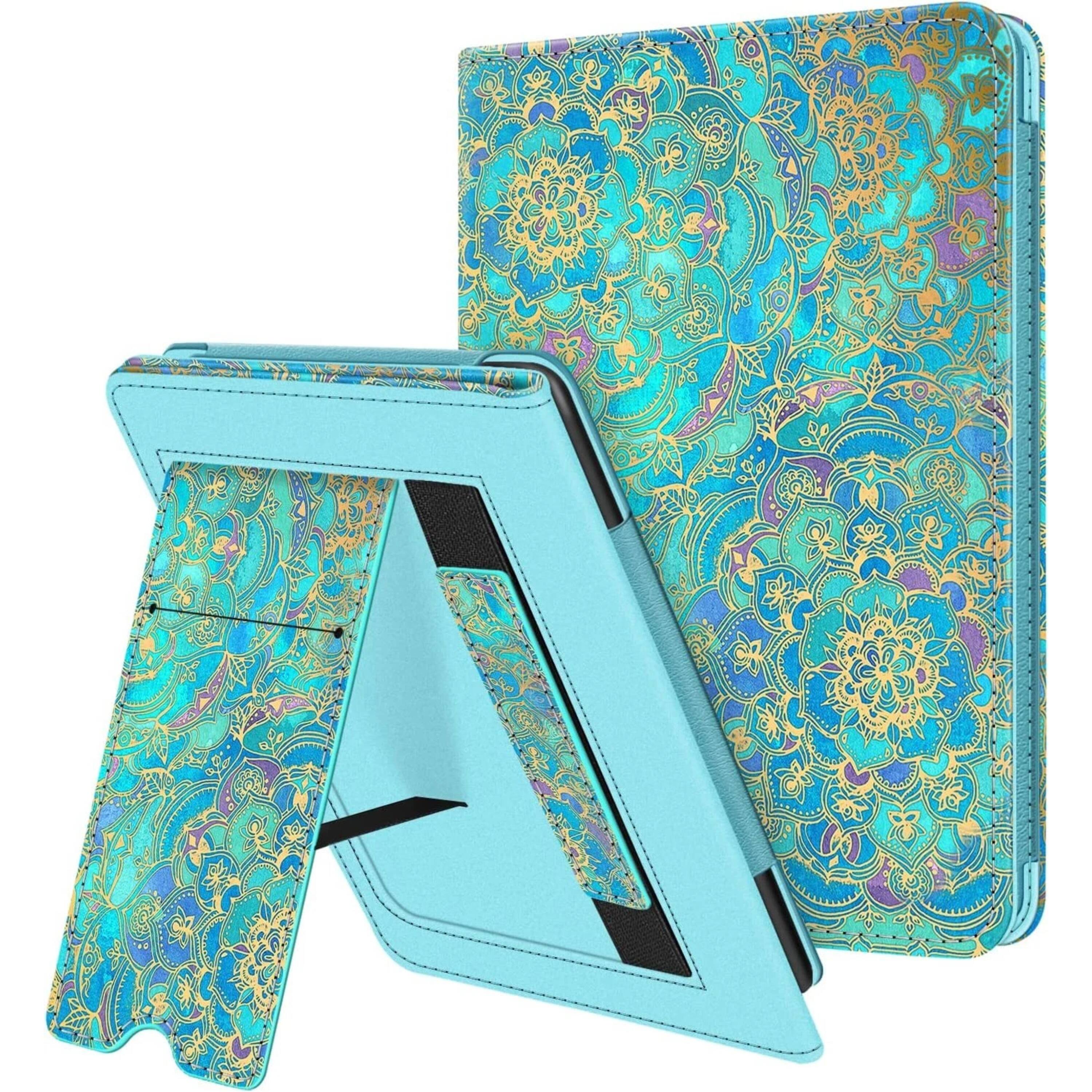 Front. Kitcheniva - PU Leather Stand Case For 6 Inch All New Kindle 11th Gen 2024 2022 Blue Shades - Shades of Blue.