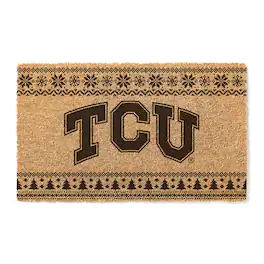 Jardine - TCU Horned Frogs 18" x 30" Holiday Coir Doormat - Brown