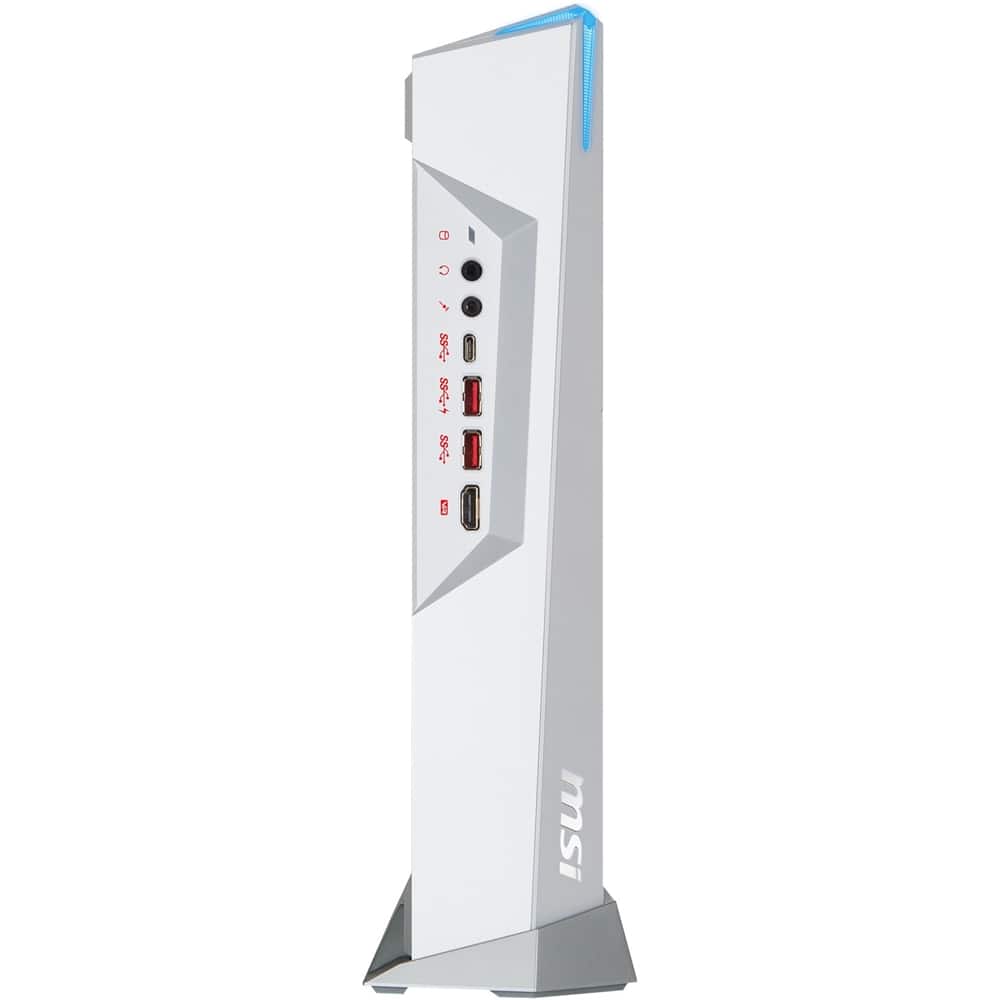 Front. MSI - Desktop - Intel Core i7 - 16GB Memory - NVIDIA GeForce GTX 1070 - 256GB Solid State Drive + 1TB Hard Drive - White.