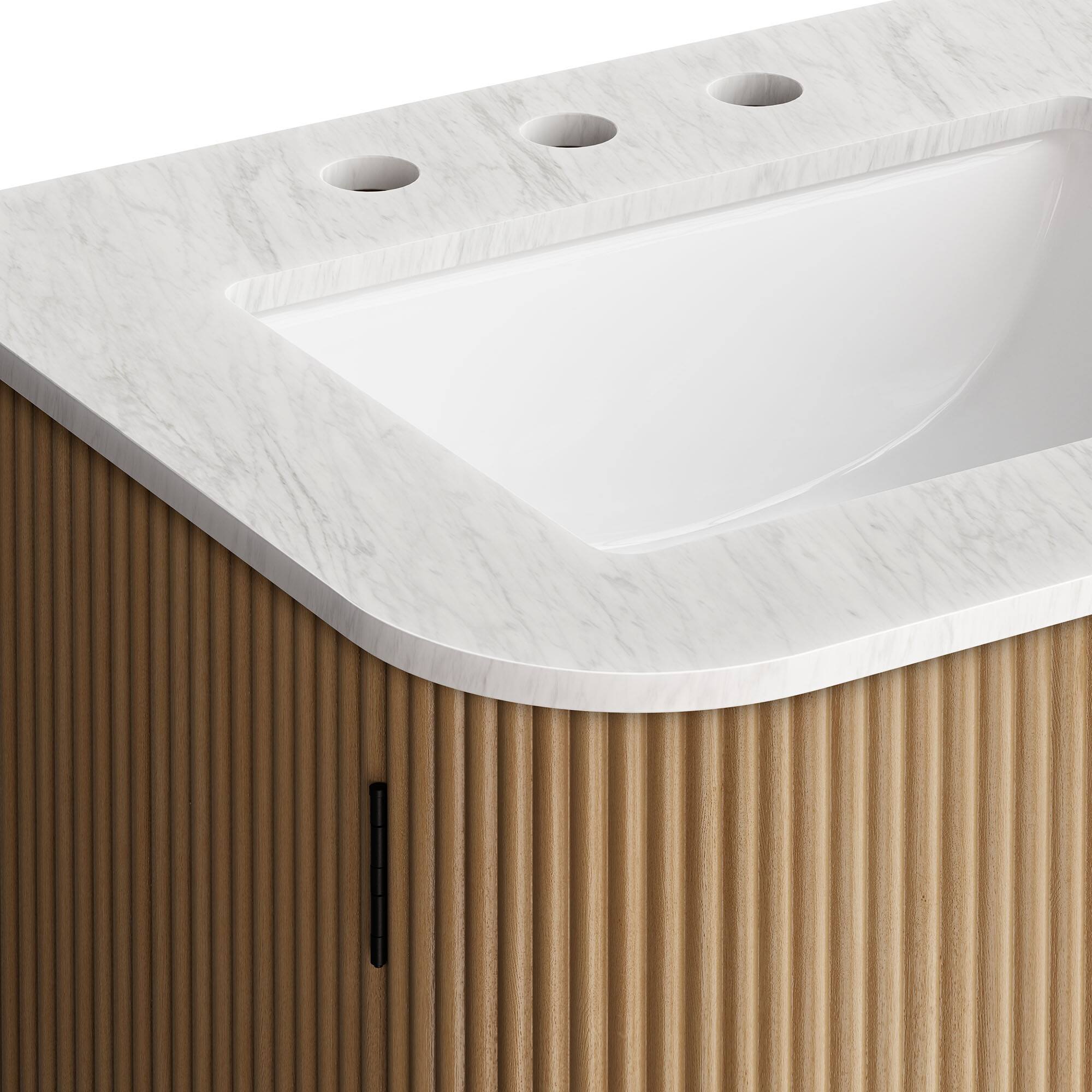 Alt View 7. Modway - Zia Wall-Mount Bathroom Vanity with Marble Sink by Modway - Natural.