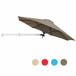 Costway - 8ft Wall-Mounted Umbrella Telescopic Folding Tilt Sun Shade - Tan