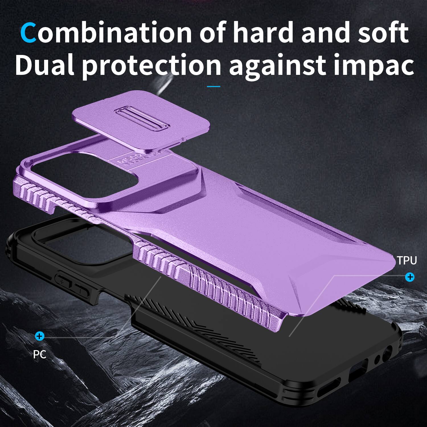 Combination of hard and soft  
Dual protection against impact

DISCO TRITAVOURI

TPU  
+  
PC