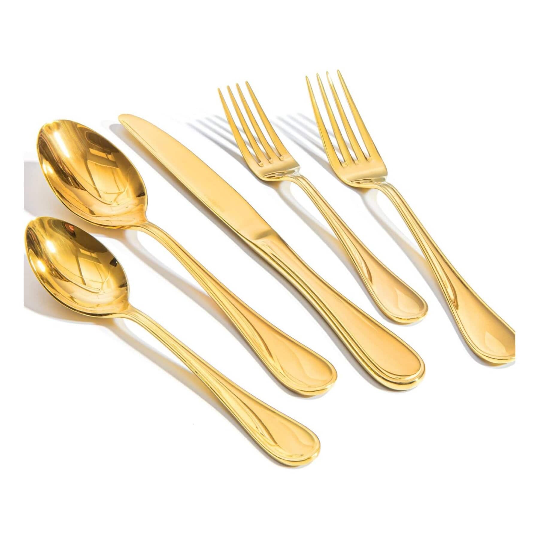 Dazzed Corner - 40 Piece Silverware Set for 8, Stainless Steel Flatware Set - Gold
