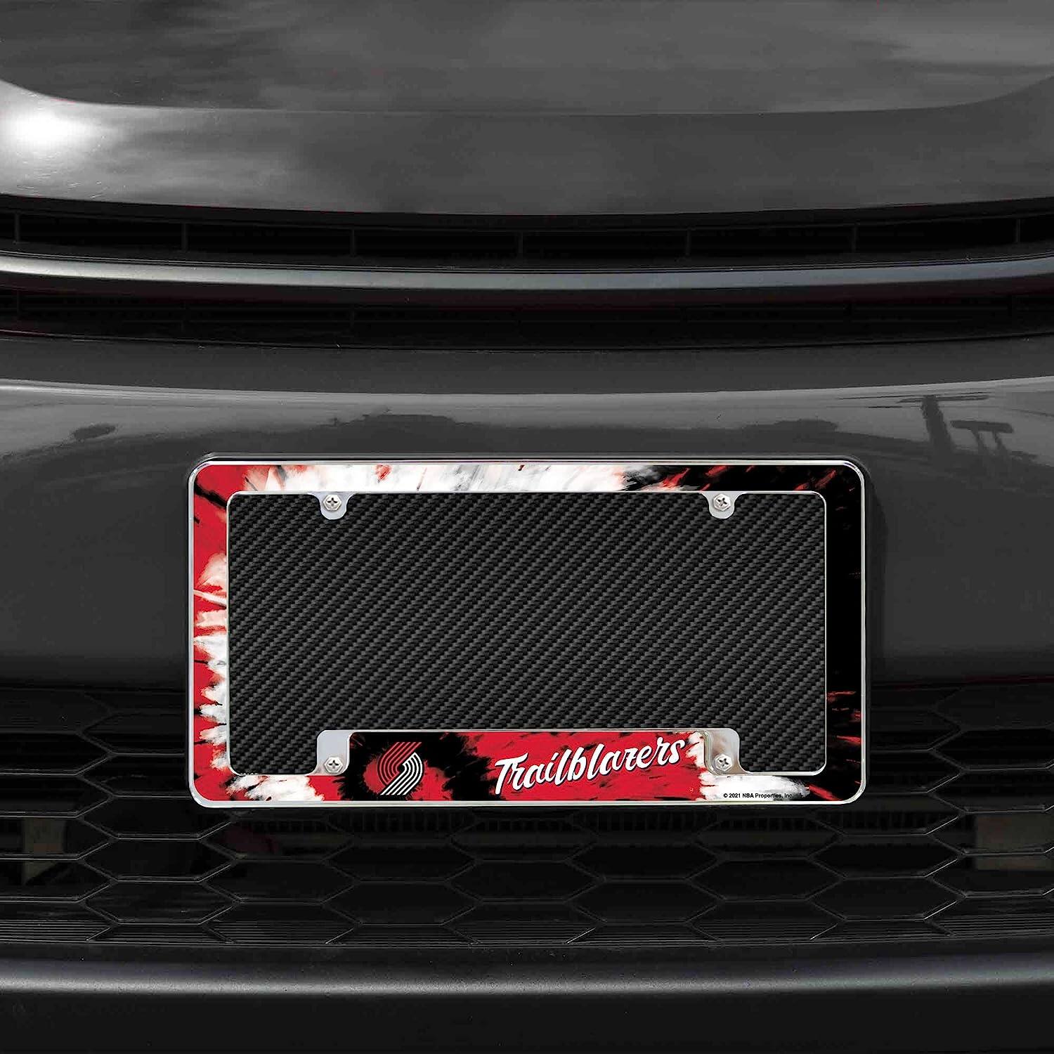 Alt View 1. Rico Industries - Portland Trail Basketball Blazers Chrome Metal License Plate Frame - Tie Dye Design - Multi.