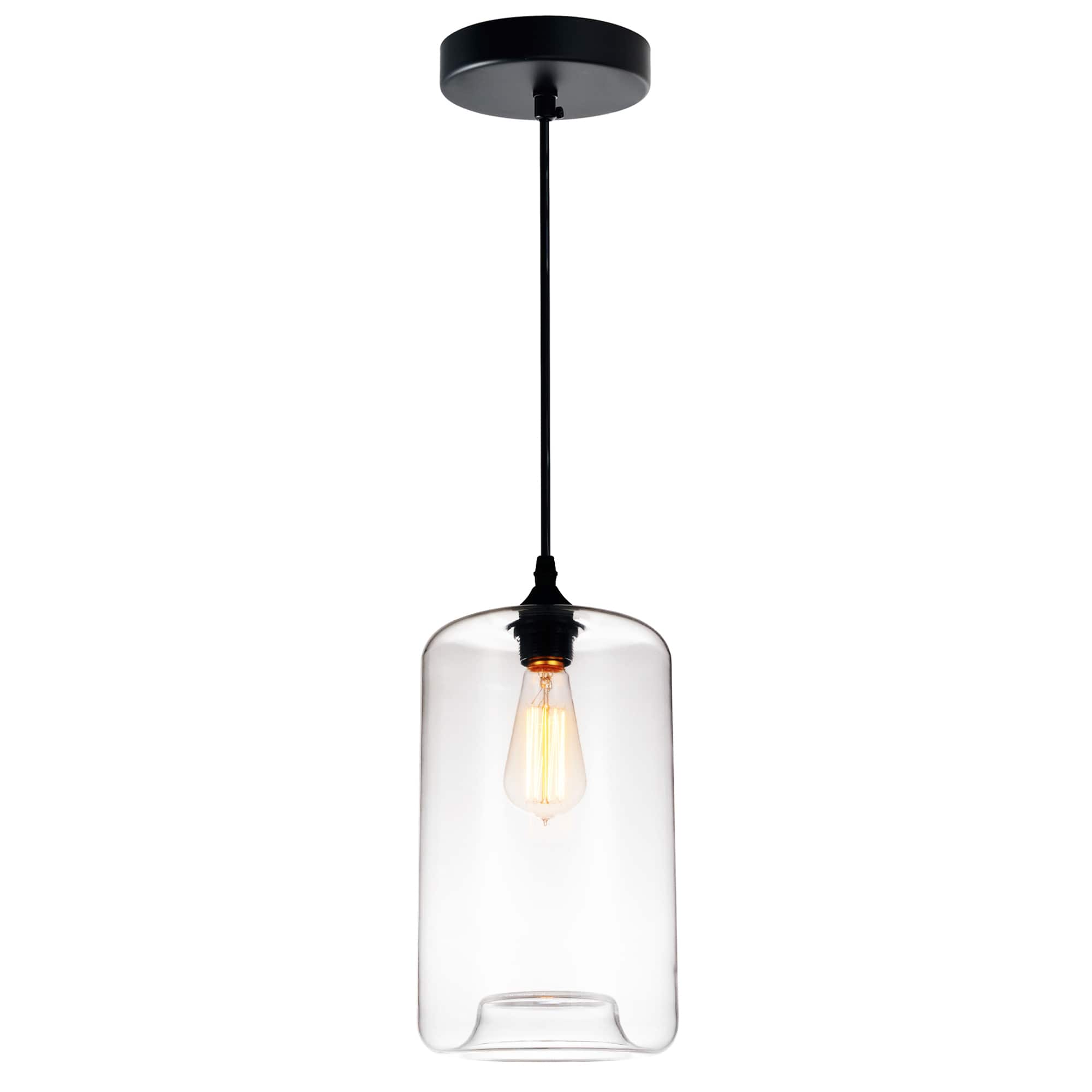CWI Lighting - Glass 1 Light Down Mini Pendant With Clear Finish - Black