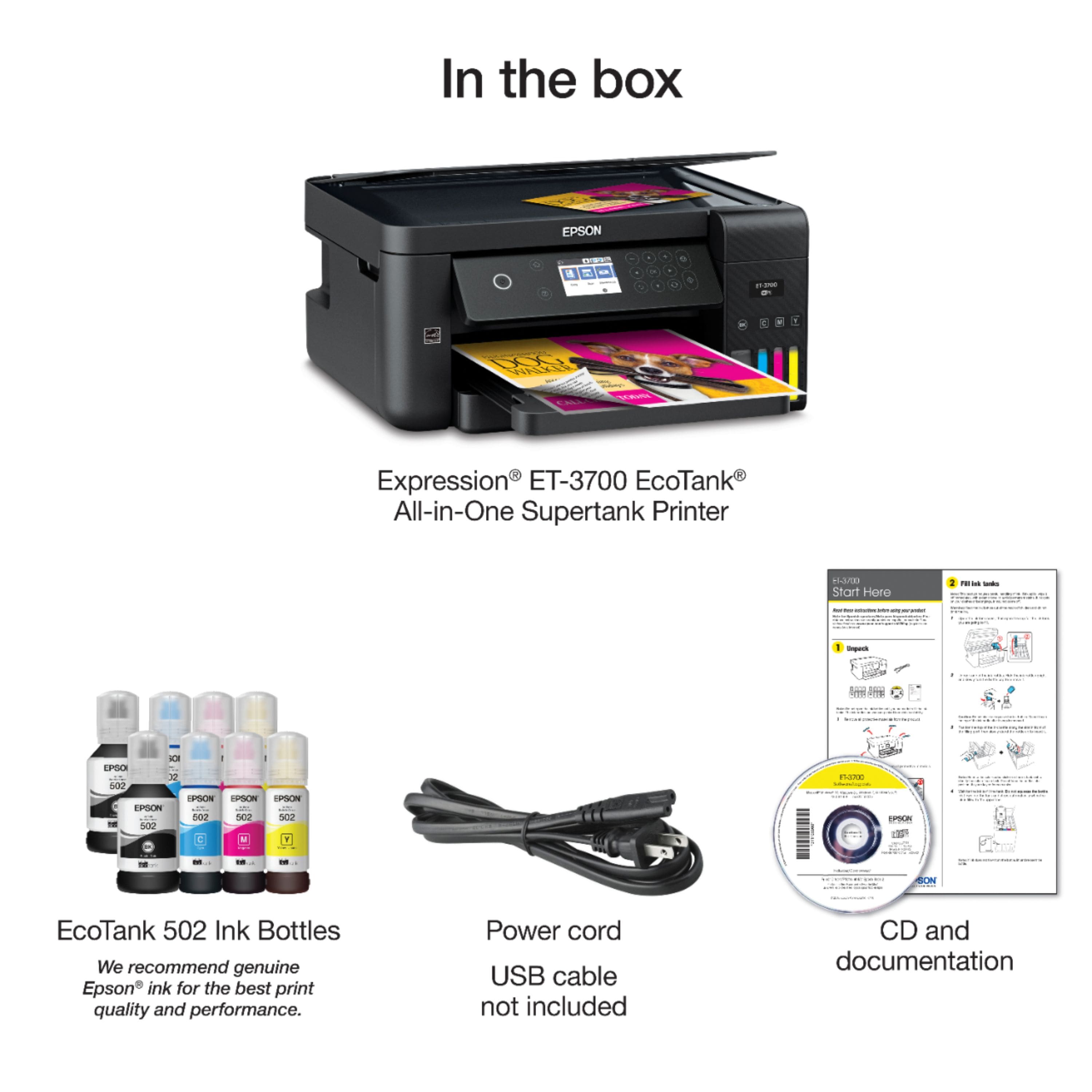 Alt View 11. Epson - Expression EcoTank ET-3700 Wireless All-in-One Printer.