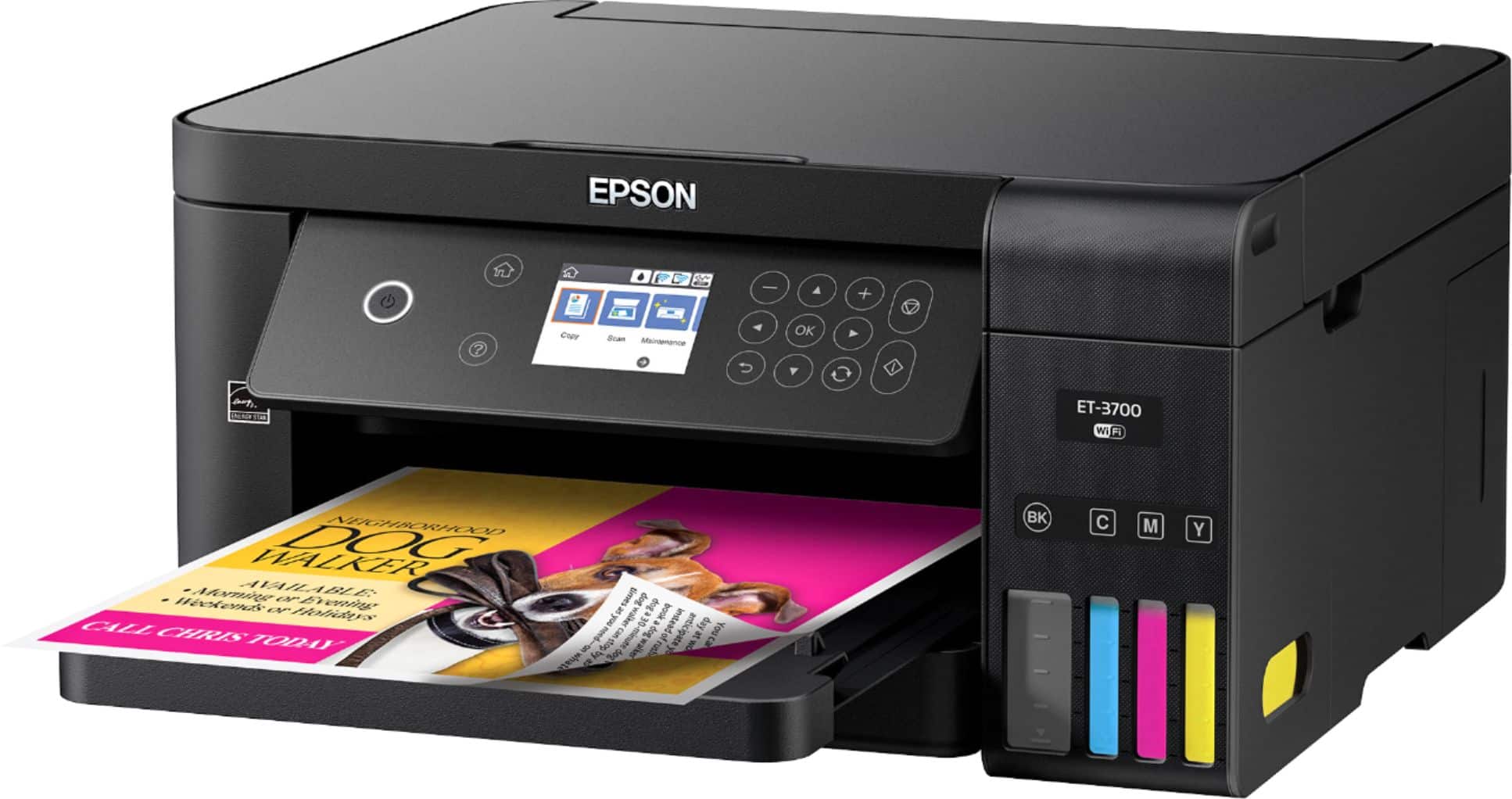 Left. Epson - Expression EcoTank ET-3700 Wireless All-in-One Printer.
