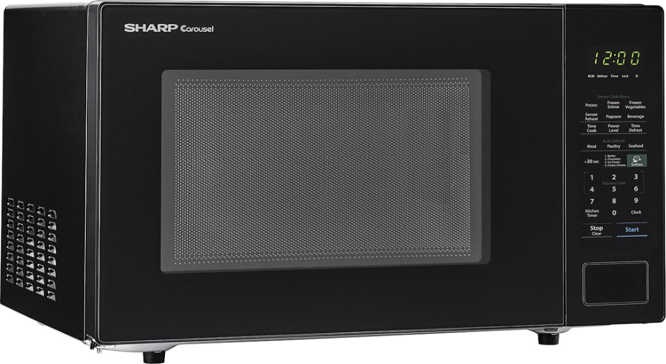 Angle View: Sharp - Carousel 1.4 Cu. Ft. Microwave with Sensor Cooking - Black