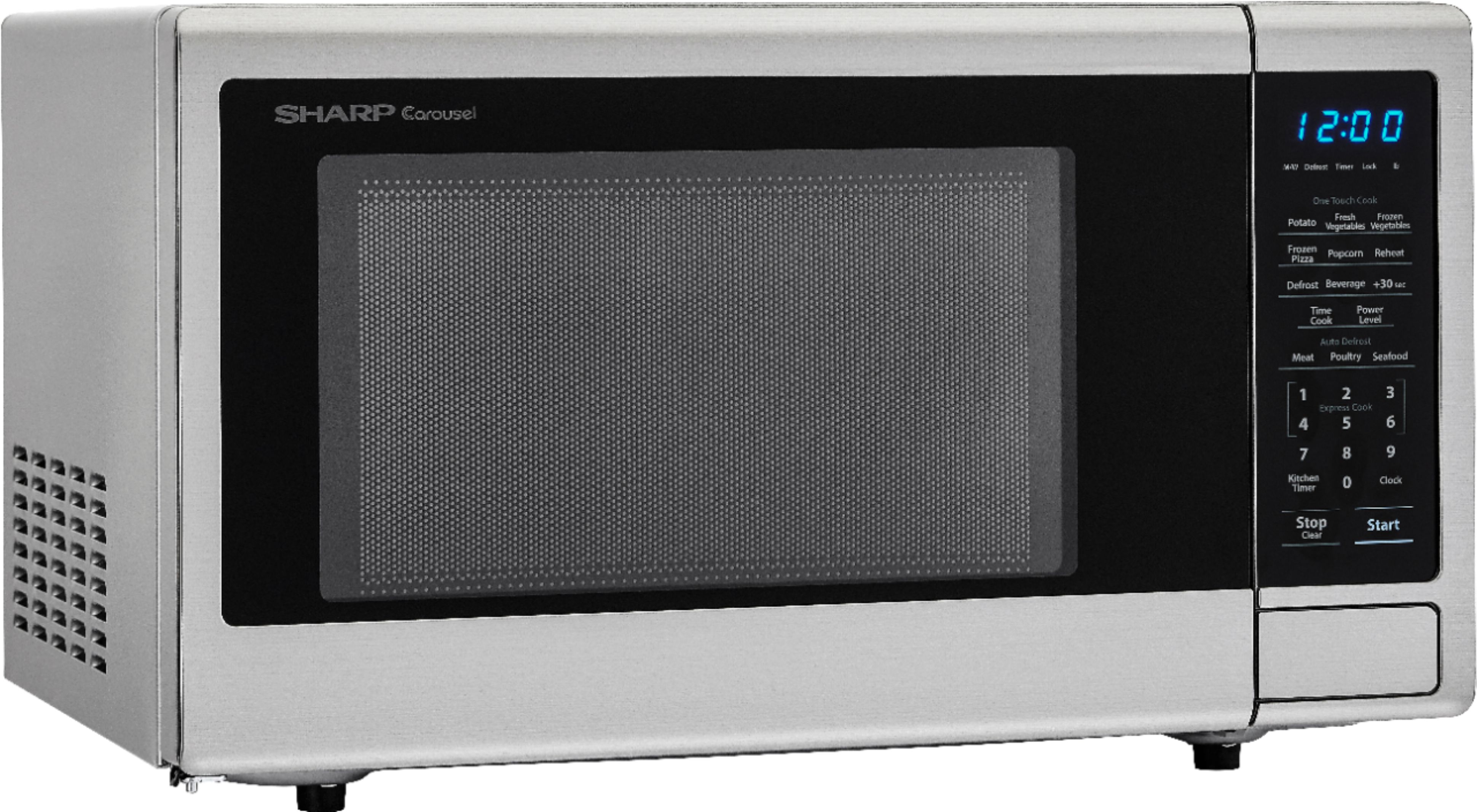 Angle View: Sharp - Carousel 1.5 Cu. Ft. Mid-Size Microwave - Silver