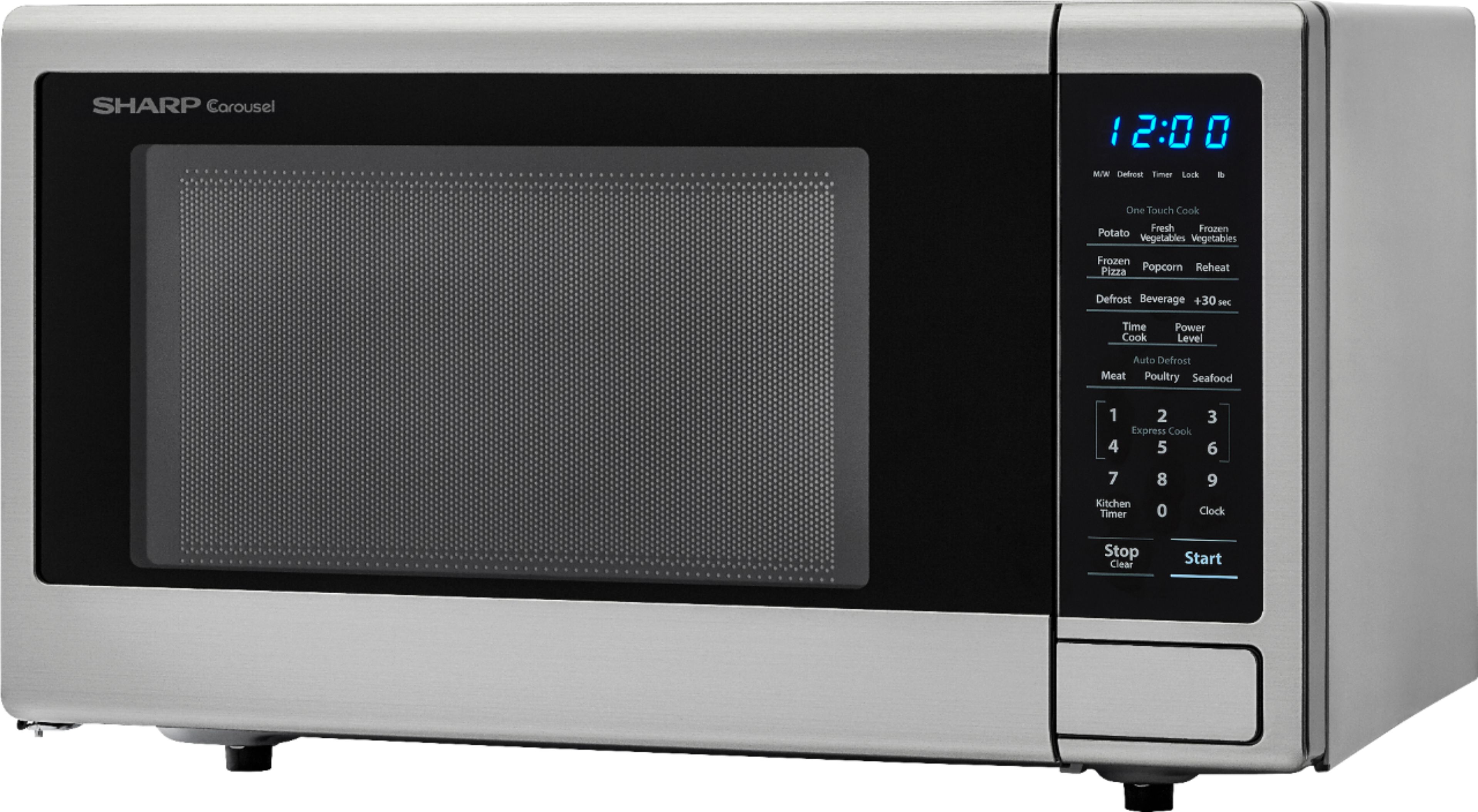 Left View: Sharp - Carousel 1.5 Cu. Ft. Mid-Size Microwave - Black