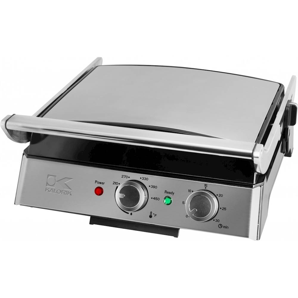 Angle View: Kalorik - Eat Smart Electric Grill - Stainless Steel