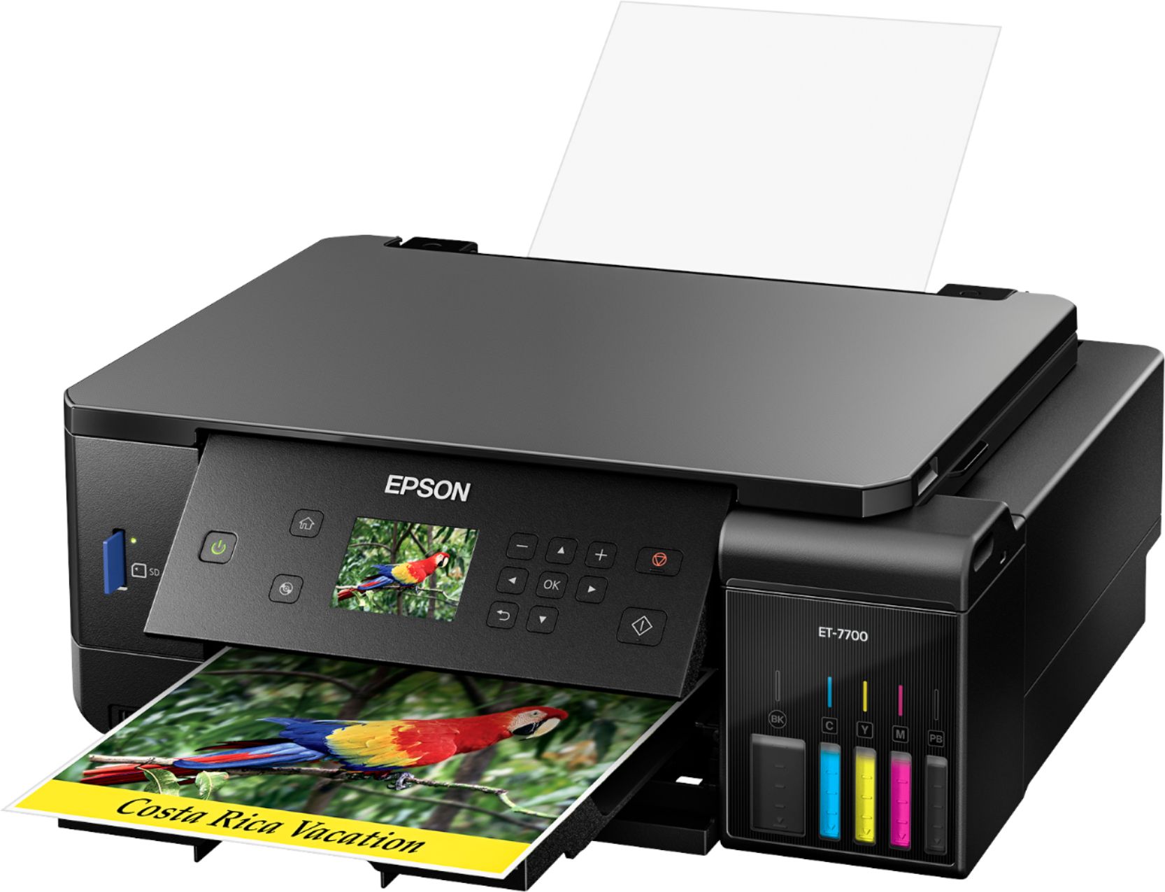 Left View: Epson - Expression Premium EcoTank ET-7700 Wireless All-in-One Inkjet Printer - Black