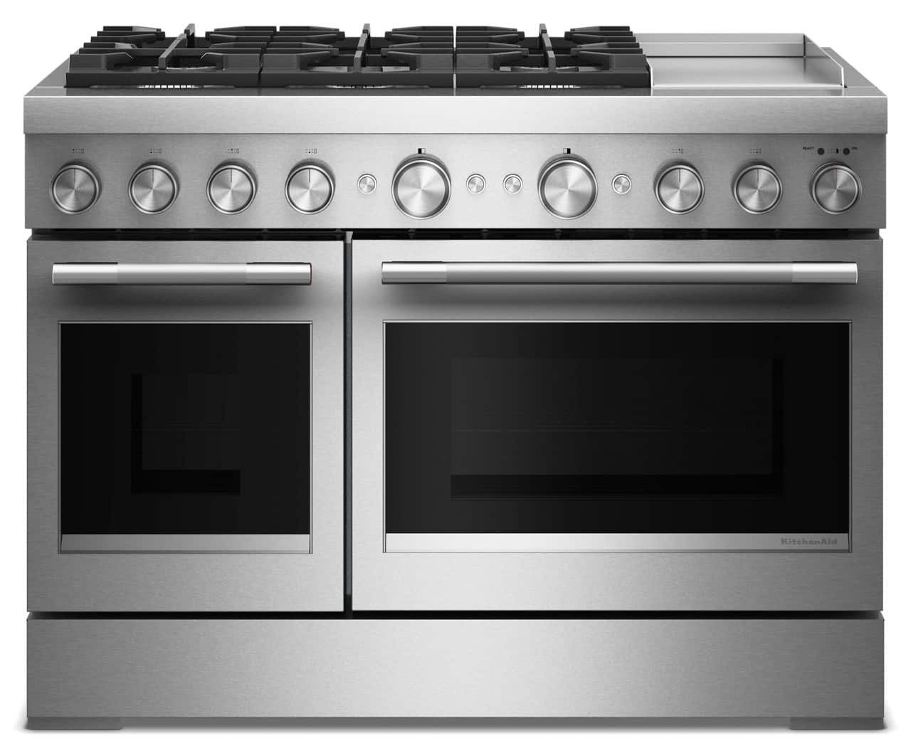 KitchenAid - 6.3 Cu. Ft. Freestanding Dual Fuel Range with Griddle and 6 Burners - Stainless Steel