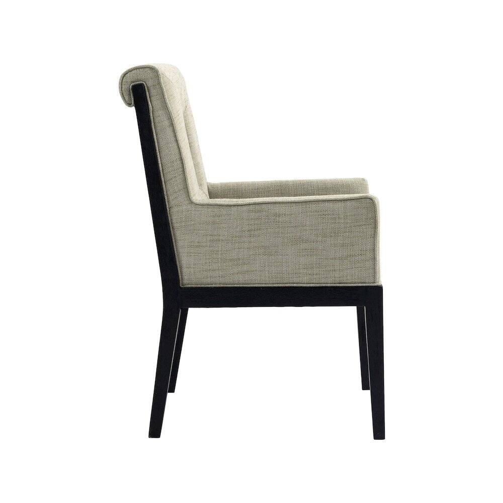 Alt View 3. Meridian Furniture - Gwendolyn Green Linen Textured Fabric Dining Arm Chair - Green.