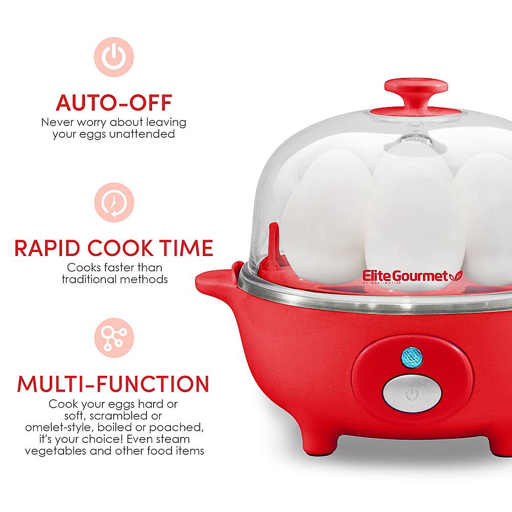 Elite Cuisine 7Egg Automatic Egg Cooker Red EGC007R Best Buy