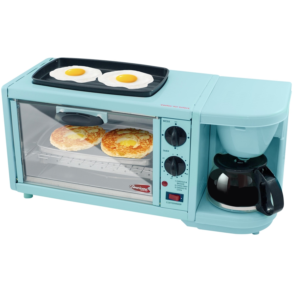 Maxi Matic - Americana Deluxe Breakfast Station 4-Slice Toaster Oven - Black/blue