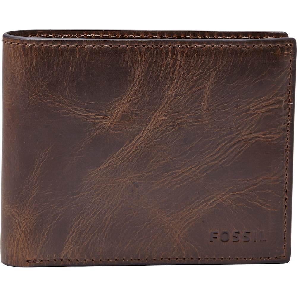 Best Buy: Fossil Derrick Flip ID Bifold Wallet Dark Brown ML3681201