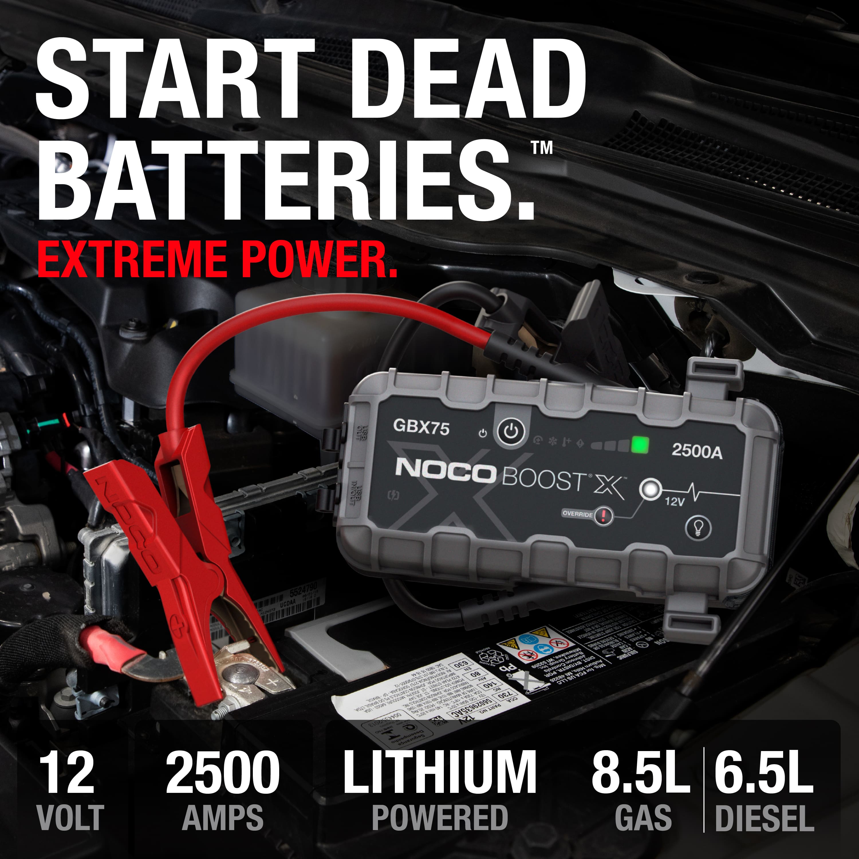 NOCO Boost X GBX75 ジャンプスターター 2500A NOCO Boost X GBX75: 2500A UltraSafe Jump Starter – 12V Portable