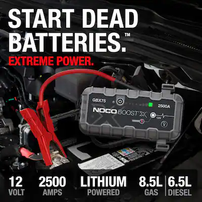 NOCO Boost X GBX75: 2500A UltraSafe Jump Starter 12V Portable Lithium Battery Booster Pack 8.5L Gas & 6.5L Diesel GBX75 - Best Buy NOCO Boost X GBX75: 2500A UltraSafe Jump Starter 12V Portable Lithium Battery Booster Pack 8.5L Gas & 6.5L Diesel GBX75 - Best Buy