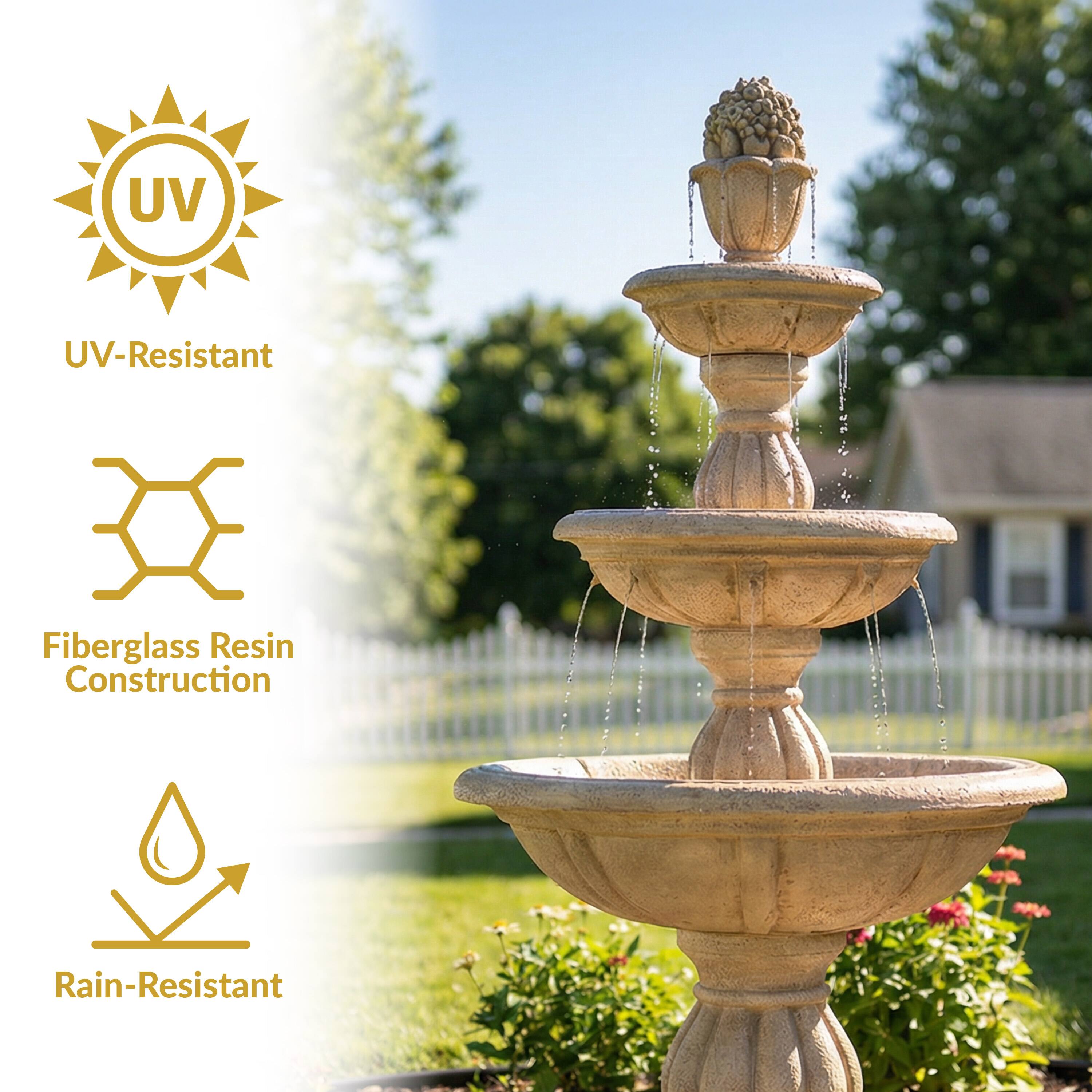 UV-Resistant  
Fiberglass Resin Construction  
Rain-Resistant