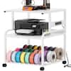 Front. Aheaplus - Heavy Duty Rolling 3D Printer Stand with Power Outlet & Filament Storage - 3-Tier Lockable Cart for Home Office - White.
