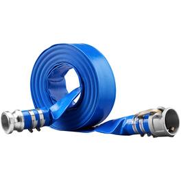 VEVOR - Pool Drain Hose, 2 inch by 50 ft, Durable PVC Material, Includes Aluminum Camlock C & E Connectors and Clamps,Fits Pumps - Blue
