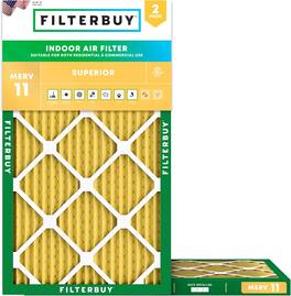 Filterbuy - 16x32x1 MERV 11 Pet & Allergy Defense, Electrostatic Pleated HVAC AC Furnace Air Filters Replacement (2-Pack) - Gold