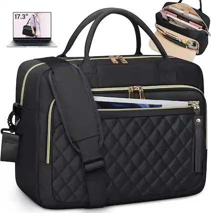 Front. Vulpecula Spade - Laptop Briefcase for Women Waterproof Computer Messenger Shoulder Bags Large Laptop Case for Work - Black.