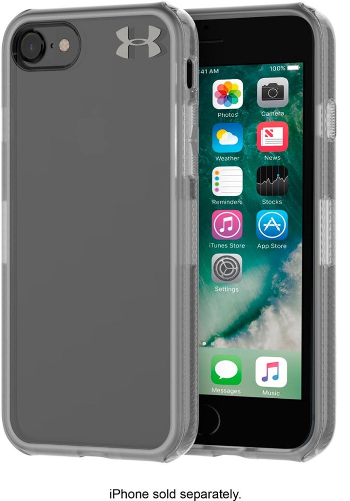 protect verge case for apple iphone 7 and 8 - clear/graphite/gunmetal logo