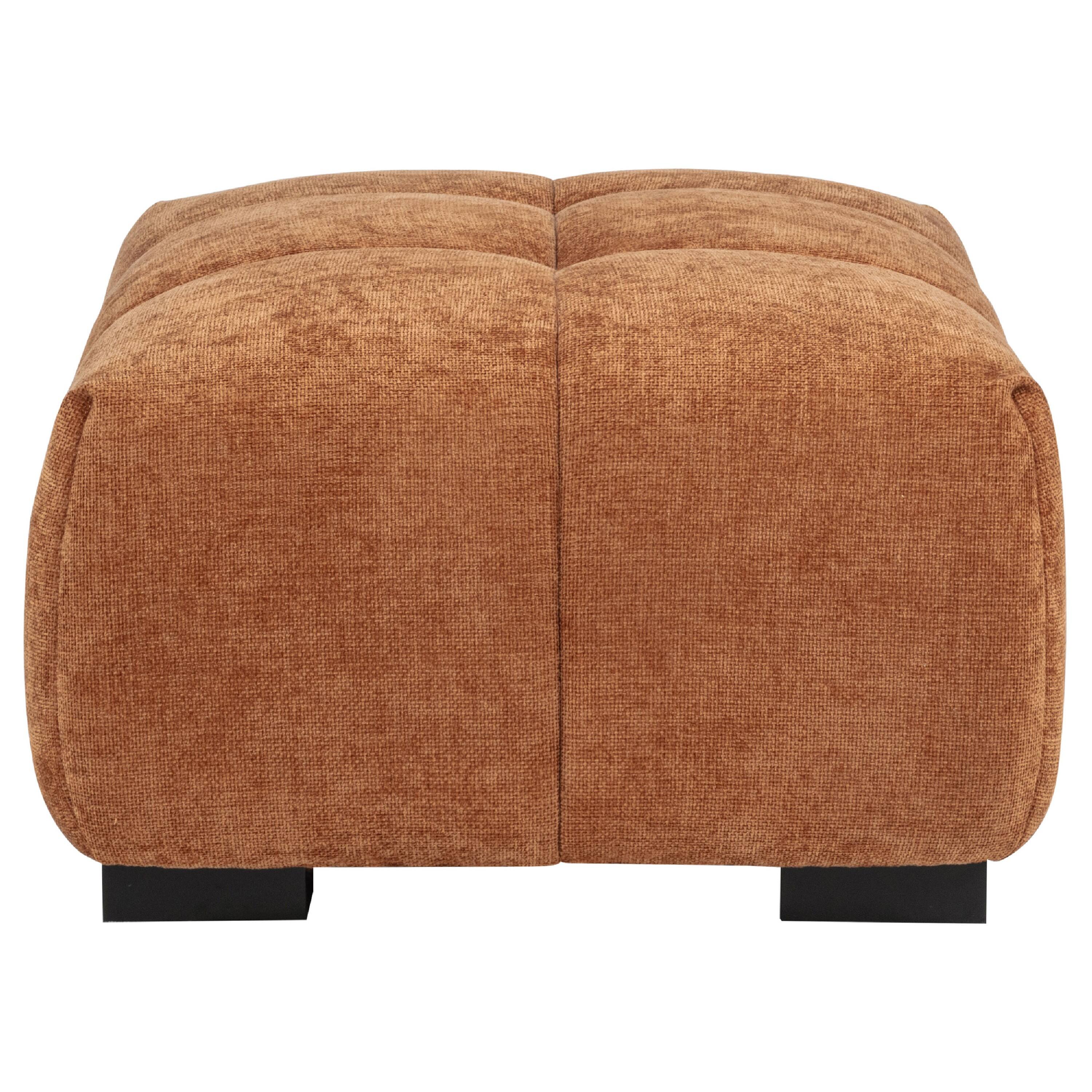 Alt View 2. Manhattan Lane - Hecy Ottoman, Grid Tufted, Plush Orange Upholstery, 39 Inch - Orange, Black.