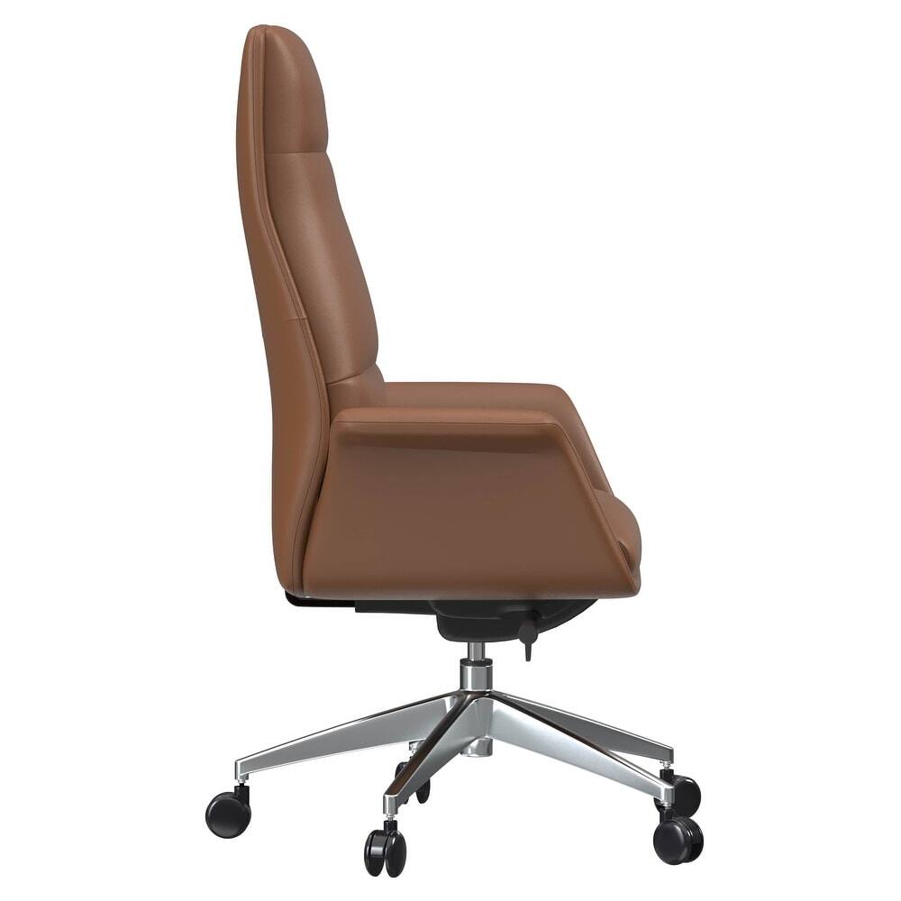 Alt View 1. LeisureMod - Summit Ergonomic High Back Office Chair, Leather Desk Chair, Metal Frame, Adjustable Height, Swivel & Tilt, Plush Seat - Dark Brown.