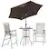 Front. Outsunny - 4 Piece Outdoor Patio Dining Furniture Set, 2 Folding Chairs, Adjustable Angle Umbrella - Beige.