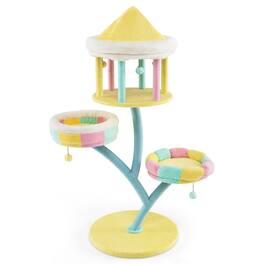 Costway - Multi-Layer Cat Tree Cat Tower with Open Condo 2 Removable Perches Dangling Balls - Multicolor