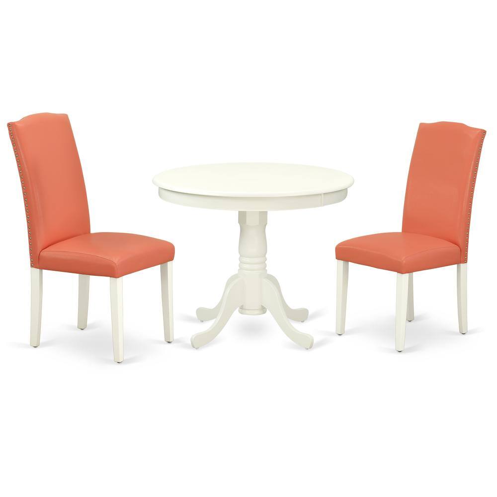 Left. East West Furniture - Dining Room Set Linen White - Brown.
