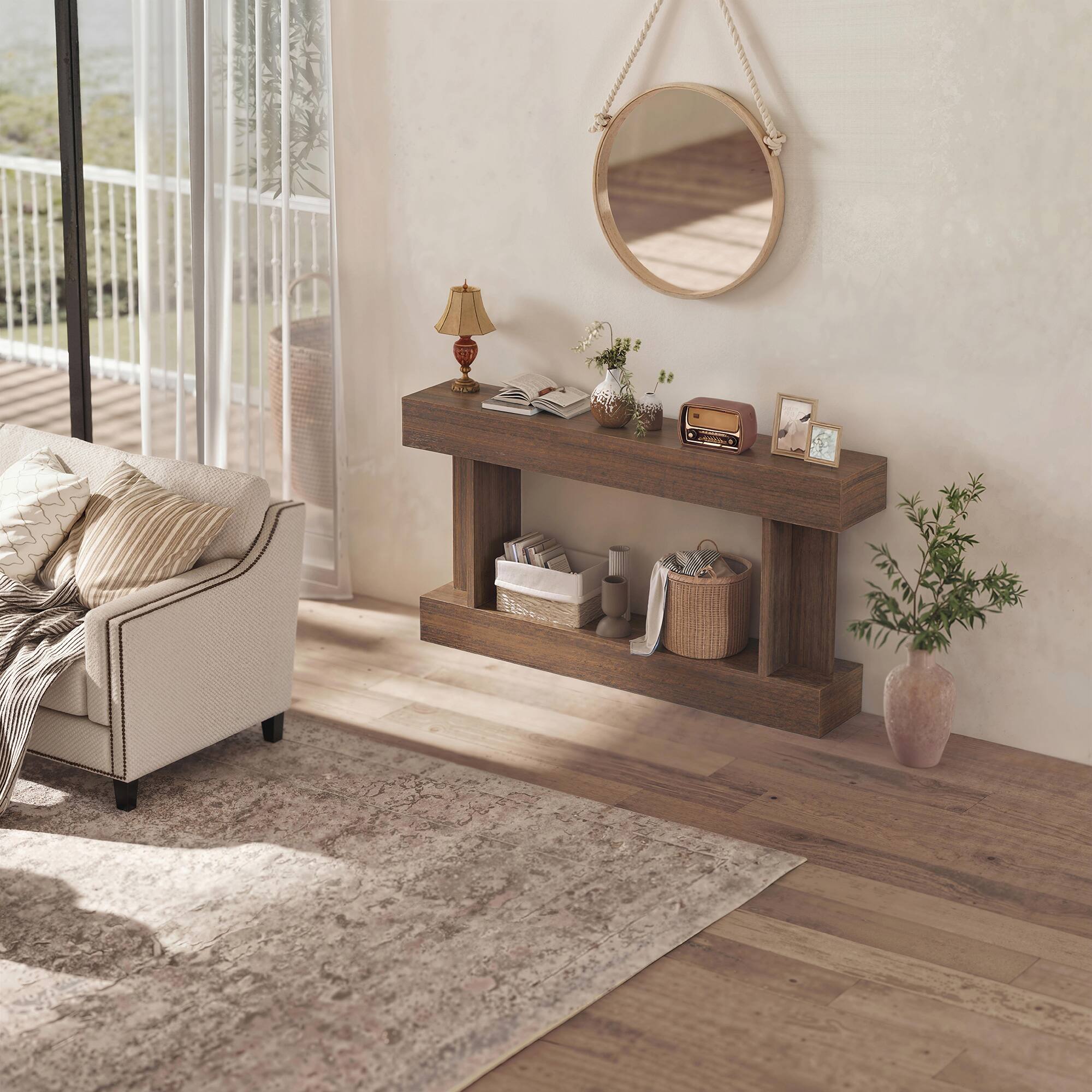 Alt View 8. Homcom - Inch Long Console Table - Brown.