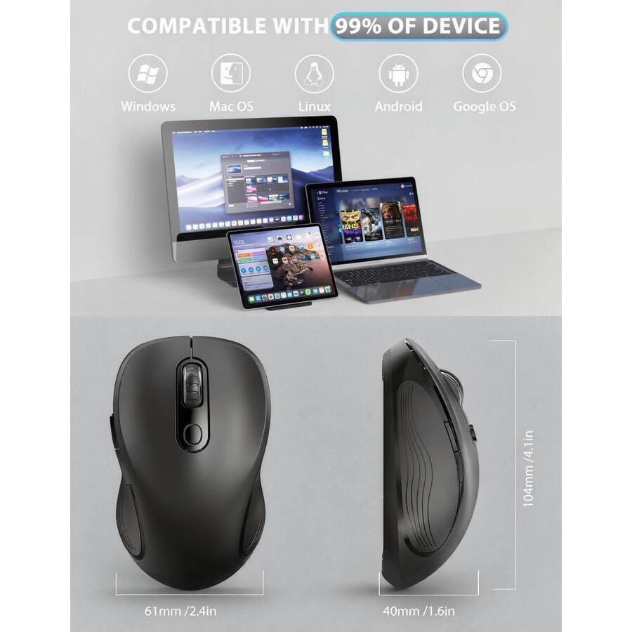 Earthley Blooms Wireless Mouse For Laptop 2.4ghz Computer With ...