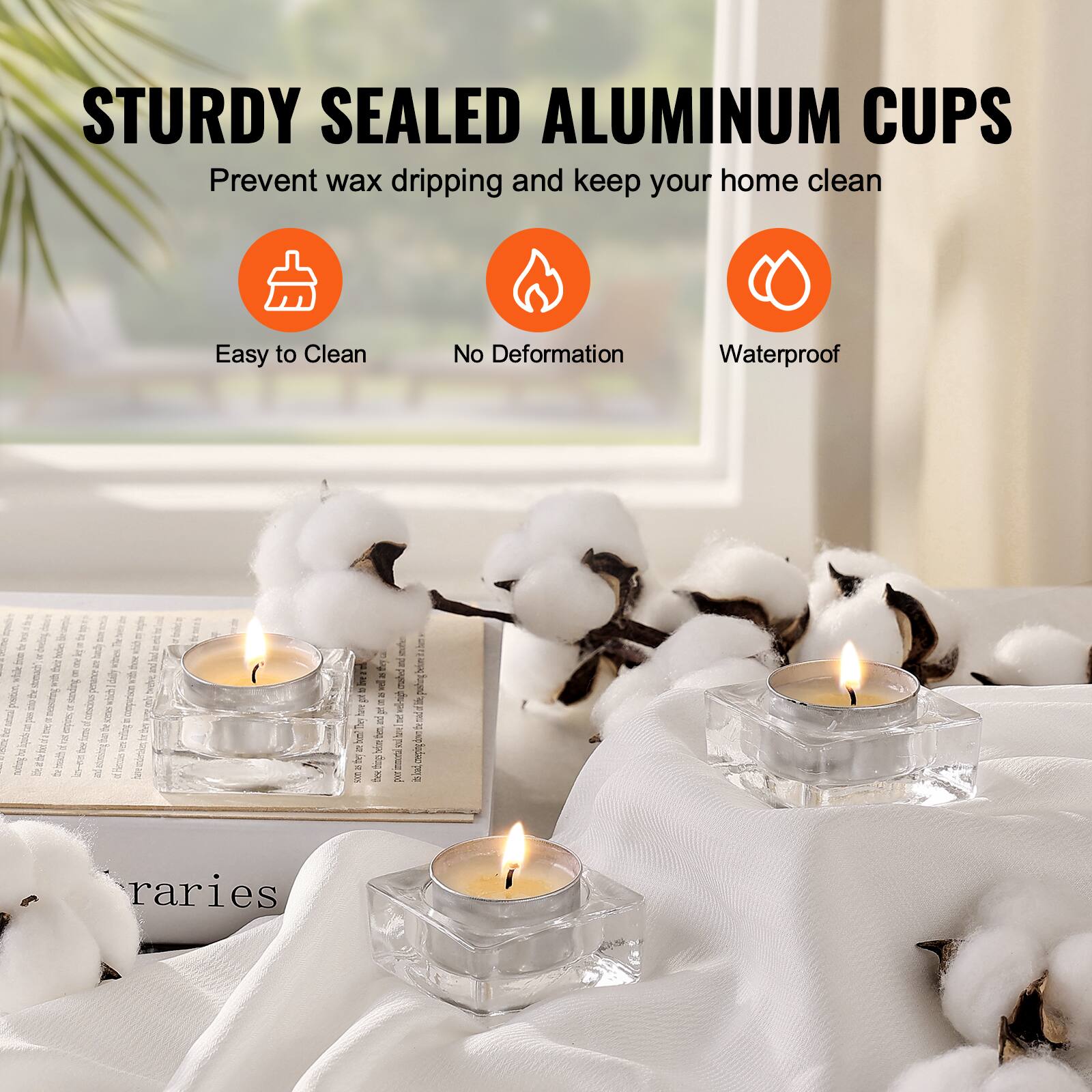 STURDY SEALED ALUMINUM CUPS  
Prevent wax dripping and keep your home clean  

- Easy to Clean  
- No Deformation  
- Waterproof  

1 Spues  
a 1 wites  
G thow vhle wead  
sndia  
poiber Tolmg  
3 peprice  
- chcno I A - ep  
J d  
le  
203 In  
dieo raries  
a  
mtin_to_t  
8 by 2