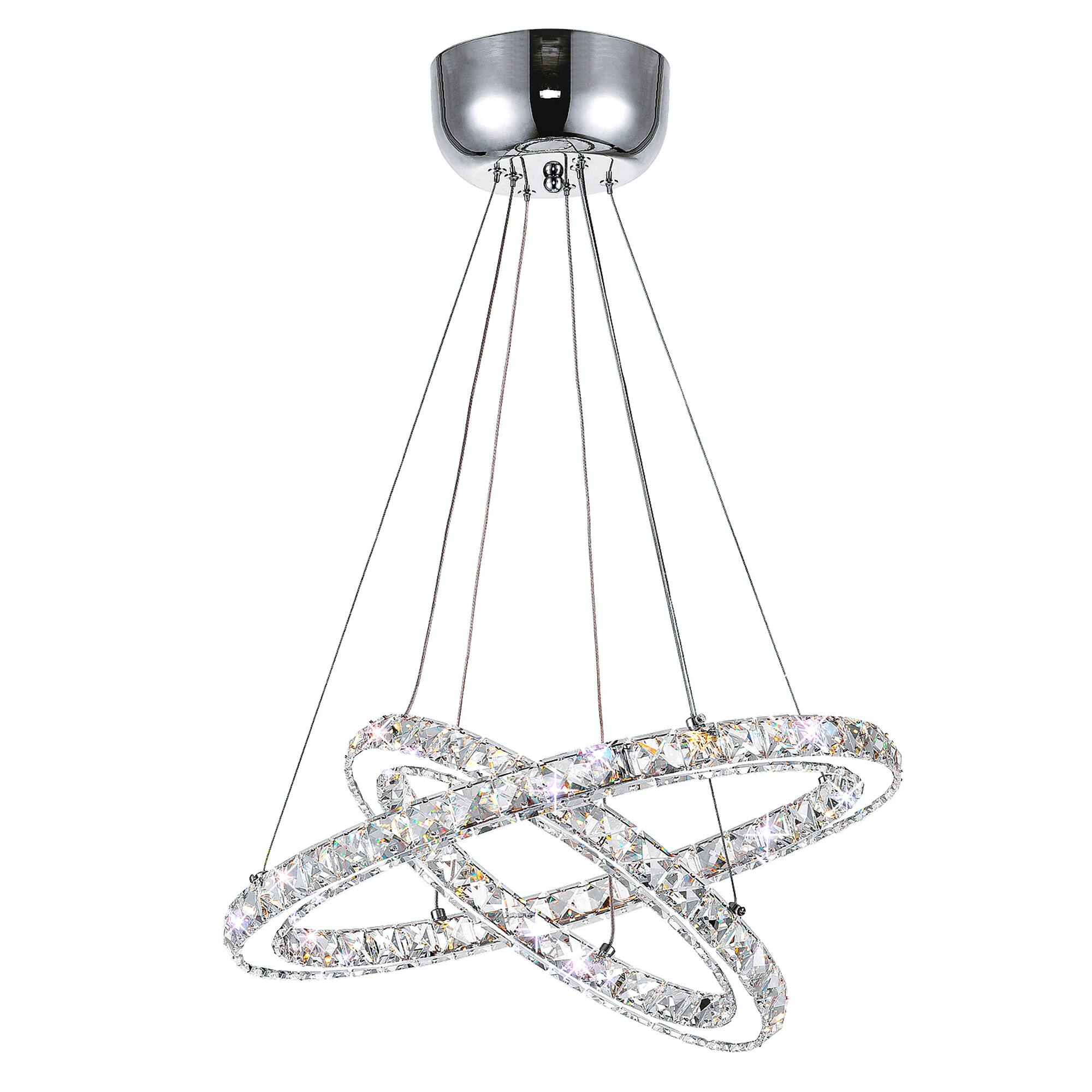 Front. CWI Lighting - Ring LED Chandelier With Chrome Finish - Stainless Steel.