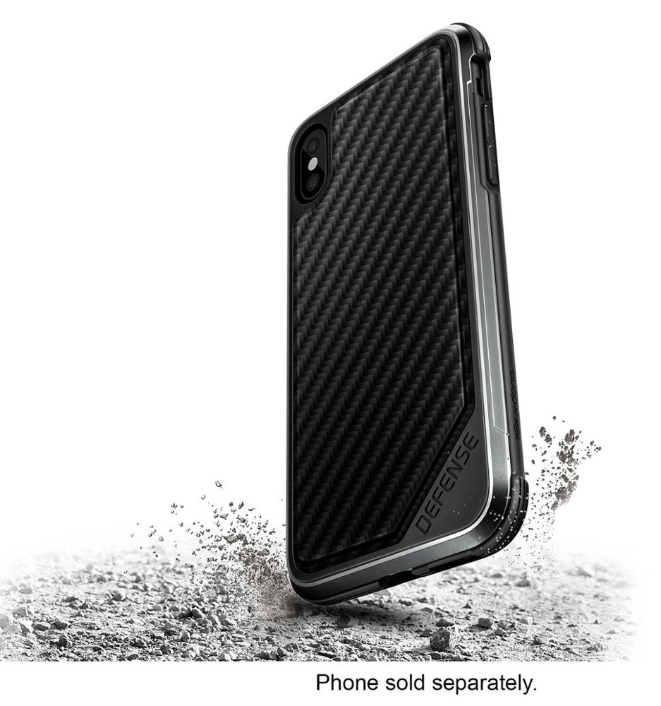 defense lux case for apple iphone x and xs - black carbon fiber