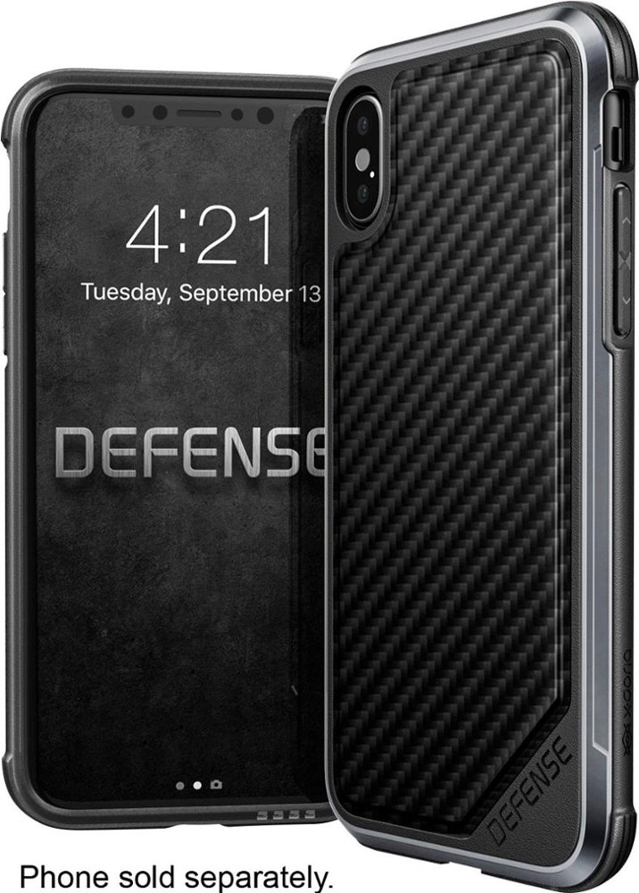 defense lux case for apple iphone x and xs - black carbon fiber