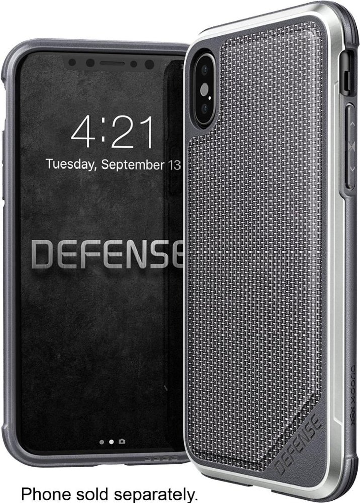 defense lux case for apple iphone x and xs - silver