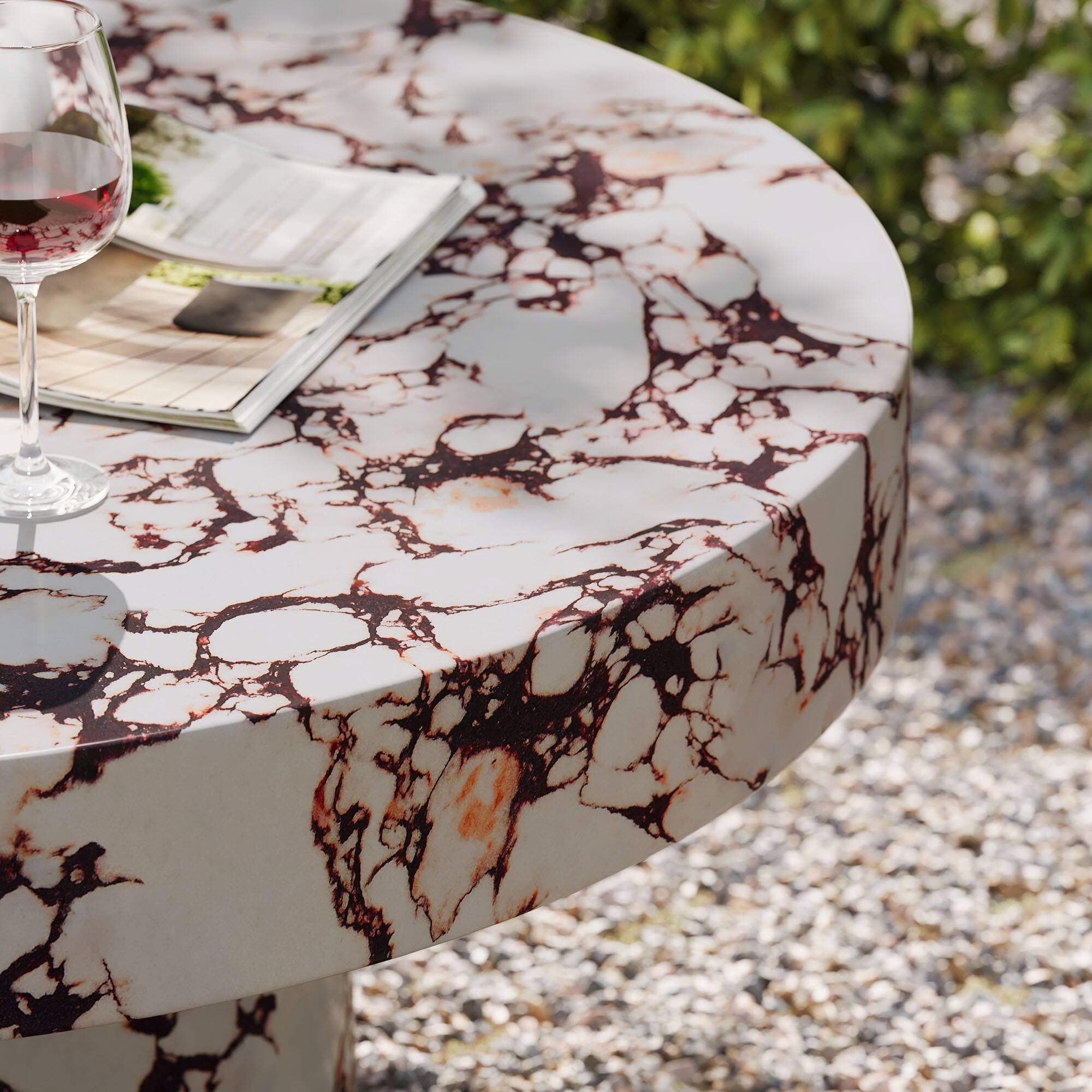 Alt View 4. Modway - Alora Indoor - Outdoor Patio Concrete Round Coffee Table by Modway - Red Marble.