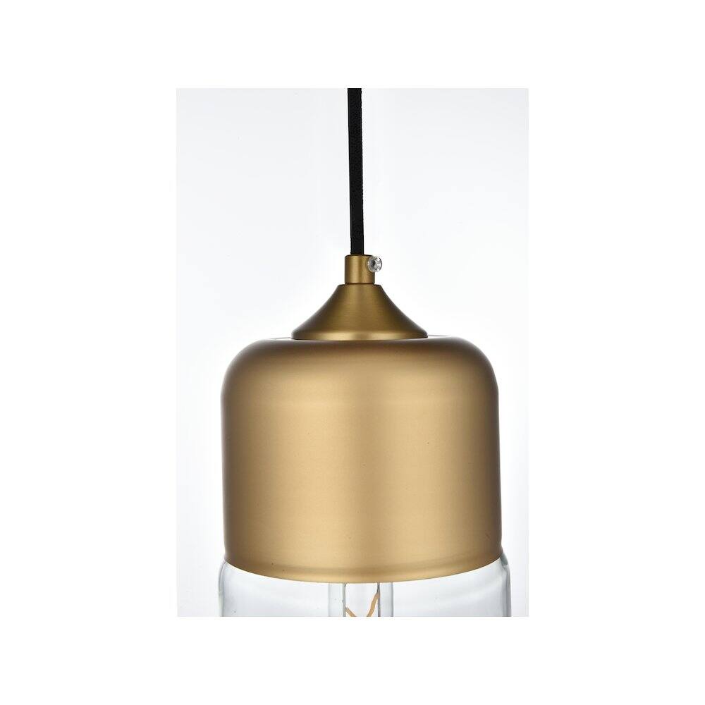 Alt View 3. Living District - Ashwell 5 Inch Pendant Clear Shade in Satin Gold - Satin Gold And Clear.