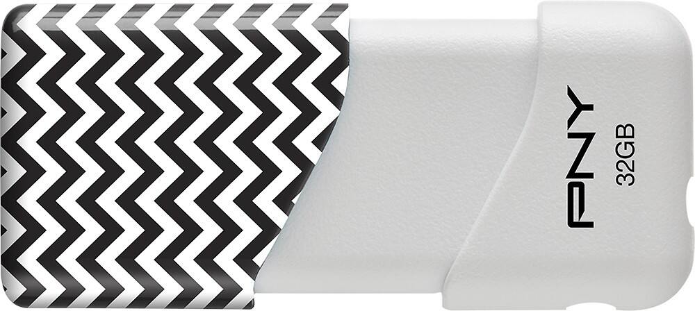 Front. PNY - Chevron 32GB USB 2.0 Flash Drive - Black/White.