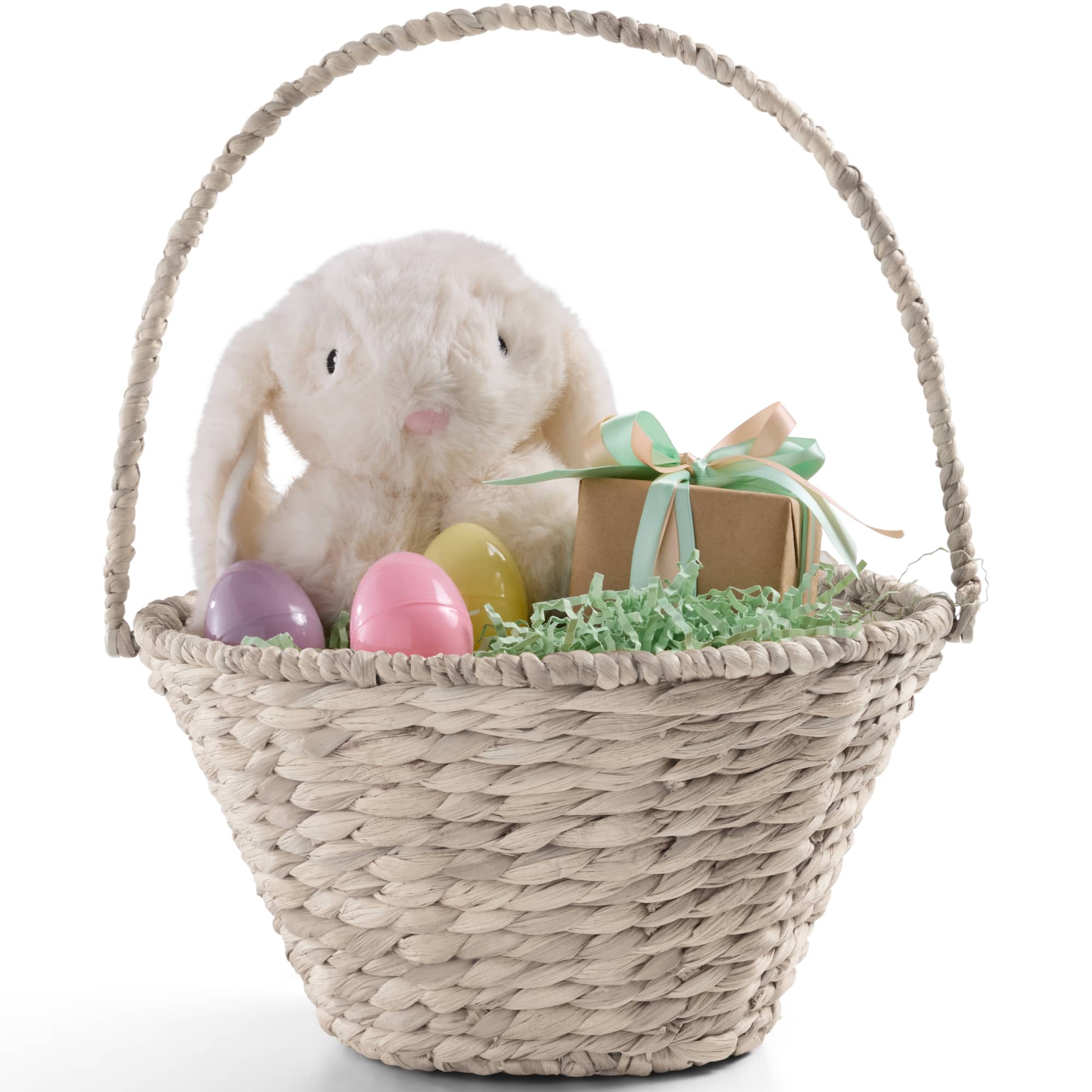 Best Choice Products - Easter Basket, Small Woven Easter Basket for Kids w/ Collapsible Handle, Tapered Shape - White