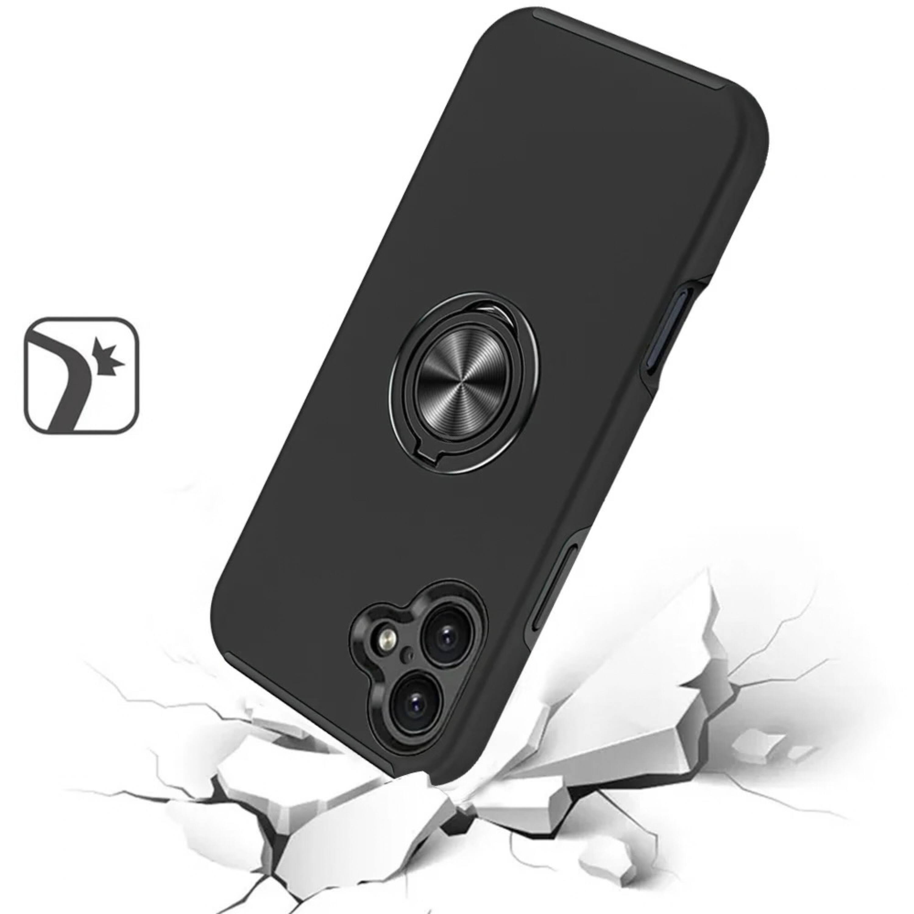 Kitcheniva Dual Layer Shockproof Ring Stand Phone Case With Tempered ...